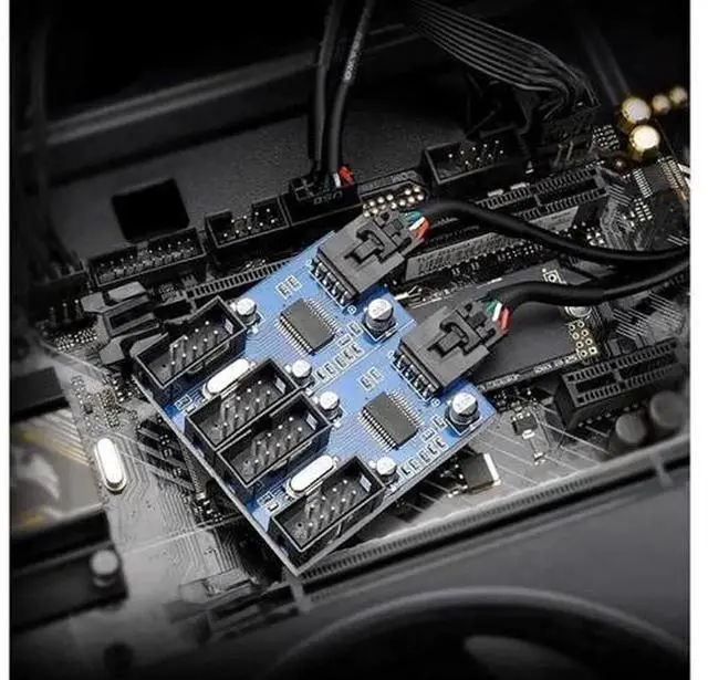 Alt view image 5 of 6 - 9 Pin USB 2.0 Header Splitter Cable, 1 Male to 4 Female Motherboard Internal USB Extension Adapter, Desktop PC Port Multiplier for Chassis USB Expansion