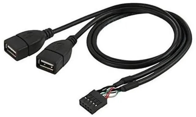 Main image of USB 2.0 9/10Pin Front Panel Header Y Splitter Cable, 1 Male to 2 Female Motherboard USB Extension Adapter Cord for Desktop PC Internal Wiring