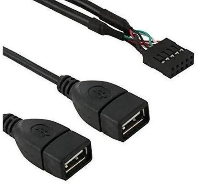 Alt view image 3 of 5 - USB 2.0 9/10Pin Front Panel Header Y Splitter Cable, 1 Male to 2 Female Motherboard USB Extension Adapter Cord for Desktop PC Internal Wiring