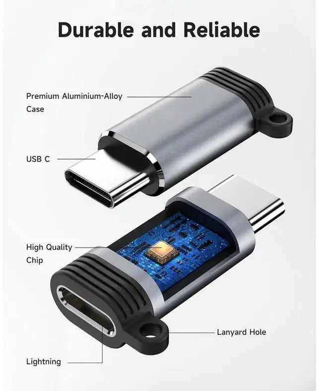 Alt view image 7 of 7 - Lightning Female to USB C Male Adapter 4 Pack, Type-C Charging & Data Transfer Converter Compatible with iPhone 15/15 Pro/15 Pro Max/15 Plus, iPad Air, Samsung Devices, Not Support Audio and OTG Funct