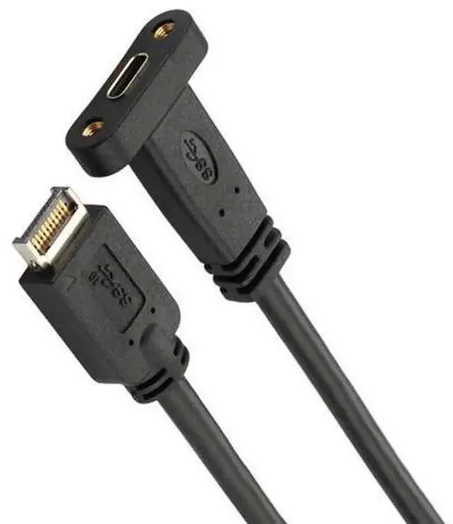 Alt view image 4 of 4 - 50CM USB 3.1 Type E to Type C Motherboard Extension Cable, Internal Type-C Adapter Cord with Panel Mount Screw, Desktop PC Front Chassis Internal Wiring for Motherboard Type-E Interface