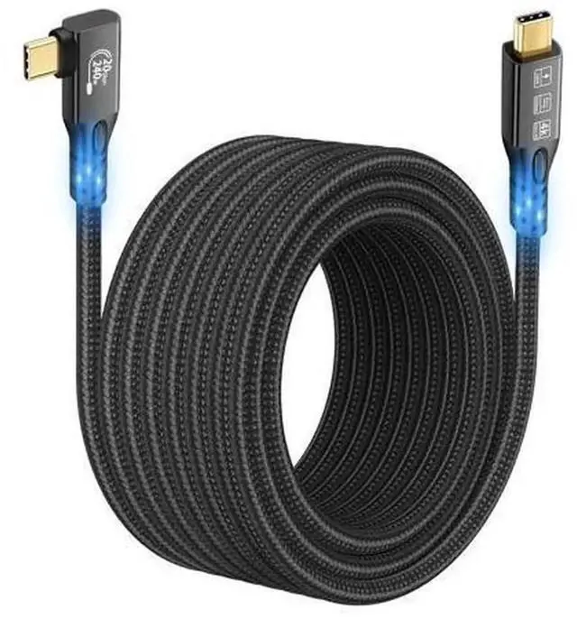 Main image of 90 Degree USB C 3.2 Gen2x2 Cable 20Gbps, Right Angle Type-C Cord Support 4K@60Hz UHD Video, 240W PD3.1 5A Fast Charging with E-Marker Chip, Compatible with Thunderbolt 3 and Thunderbolt 4 Devices