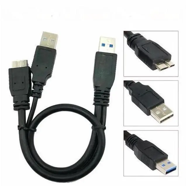 Main image of 50CM USB 3.0 Y Shape Dual Power Cable, 2X USB Type A Male to Micro B Male Cord, Up to 5Gbps High Speed Data Transfer Wire, Extra Power Supply Cable for External Hard Disk Drives
