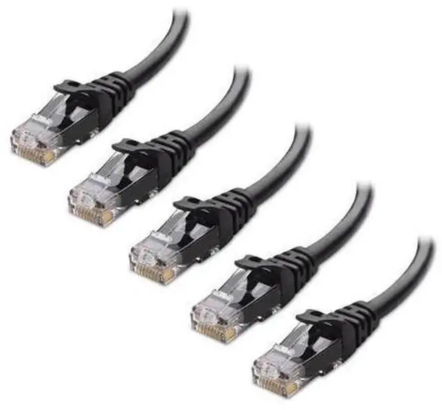 Main image of Cable Matters 5-Pack Snagless Cat 6 Ethernet Cable 3ft, 10Gbps High Speed Cat6 Network Cord, Short RJ45 Patch Cable Black for Modem, Router, PC, Game Console, Home & Office Wired Network