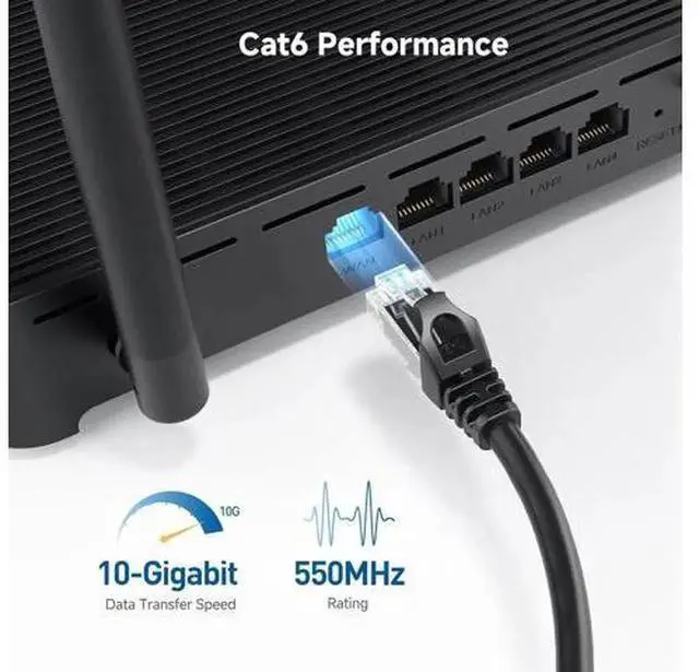 Alt view image 4 of 7 - Cable Matters 5-Pack Snagless Cat 6 Ethernet Cable 3ft, 10Gbps High Speed Cat6 Network Cord, Short RJ45 Patch Cable Black for Modem, Router, PC, Game Console, Home & Office Wired Network