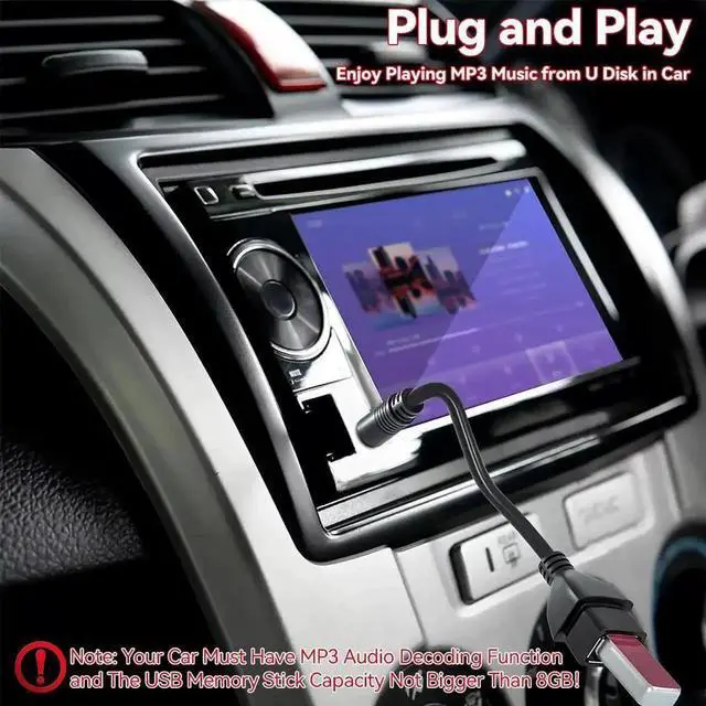 Alt view image 7 of 7 - 3.5mm Male Aux to USB Female MP3 Decoder Adapter Cable, USB 2.0 U-Disk Audio Player for Car Stereo System, Auxiliary Cord Supports Playing Music from Flash Drive via Vehicle AUX Input Port