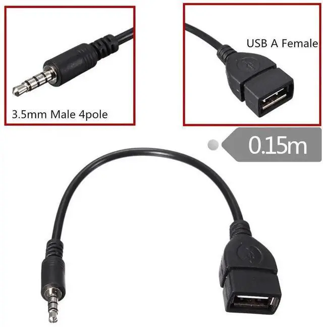 Alt view image 2 of 7 - 3.5mm Male Aux to USB Female MP3 Decoder Adapter Cable, USB 2.0 U-Disk Audio Player for Car Stereo System, Auxiliary Cord Supports Playing Music from Flash Drive via Vehicle AUX Input Port