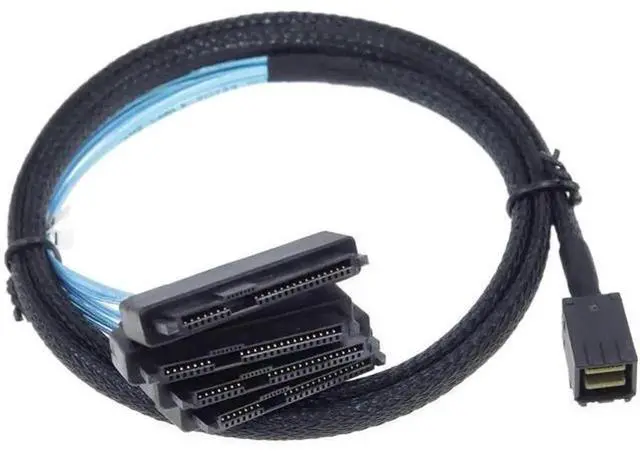 Alt view image 3 of 7 - 1M Mini SAS HD SFF-8643 to SFF-8482 29Pin Breakout Fan-Out Cable with SATA Power, Internal Server Cable for RAID Controller to HDD, SFF8643 to SFF8482 Hard Drive Connection Wire