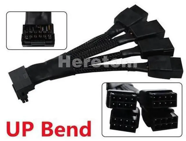 Main image of 4 x 8Pin to 16Pin (12+4) 90 Degree Elbow GPU Power Adapter Cable, PCIe 5.0 12VHPWR Right Angle Video Card Power Cord for RTX 4090, RTX 4080, RTX 3090Ti Graphics Card