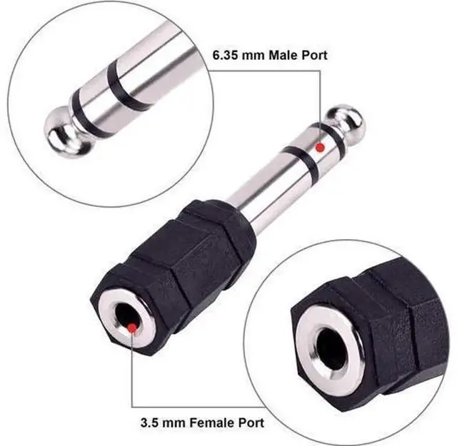 Alt view image 2 of 6 - eBoot 6.35mm (1/4 Inch) Male to 3.5mm (1/8 Inch) Female Stereo Audio Adapter, Black Headphone Jack Converter for Amplifiers Mixers Headsets, Pack of 5