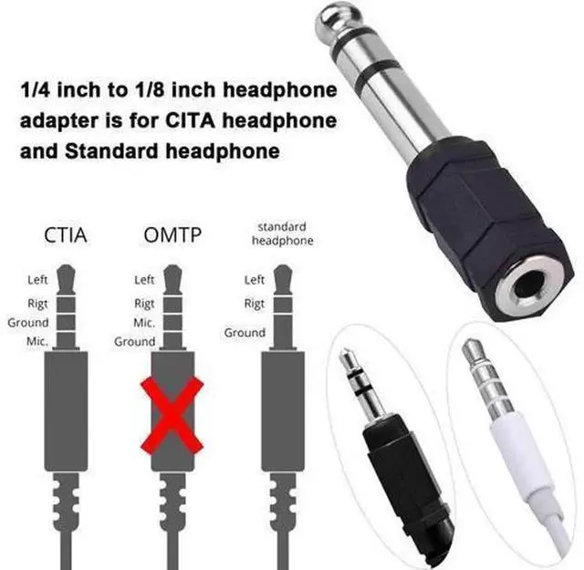 Alt view image 5 of 6 - eBoot 6.35mm (1/4 Inch) Male to 3.5mm (1/8 Inch) Female Stereo Audio Adapter, Black Headphone Jack Converter for Amplifiers Mixers Headsets, Pack of 5