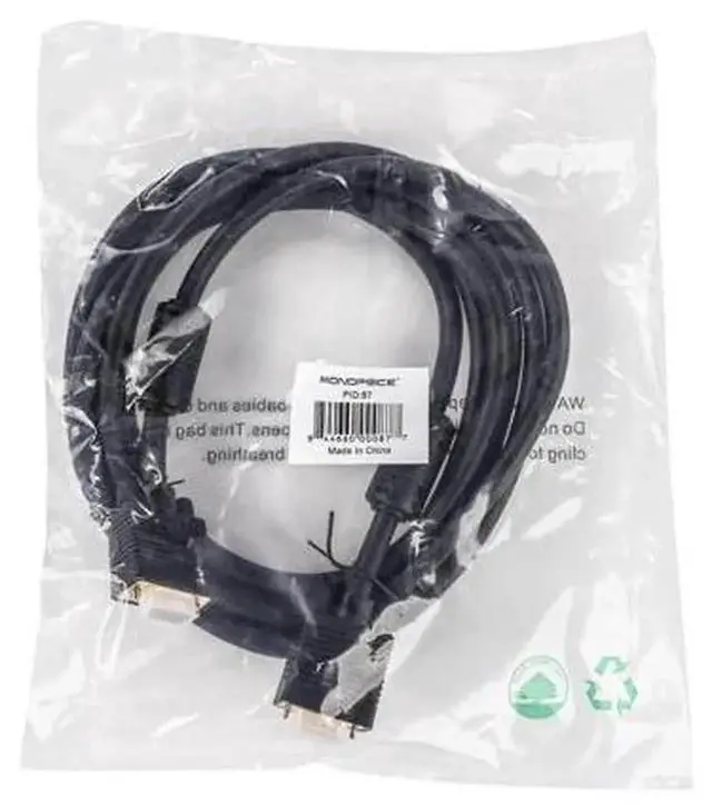 Alt view image 3 of 7 - Monoprice Super VGA Cable 10 Feet Black, Male to Male VGA Monitor Cable with Ferrite Cores & Gold-Plated Connectors, High Resolution VGA Cord for Monitors, Projectors, Desktops & Laptops