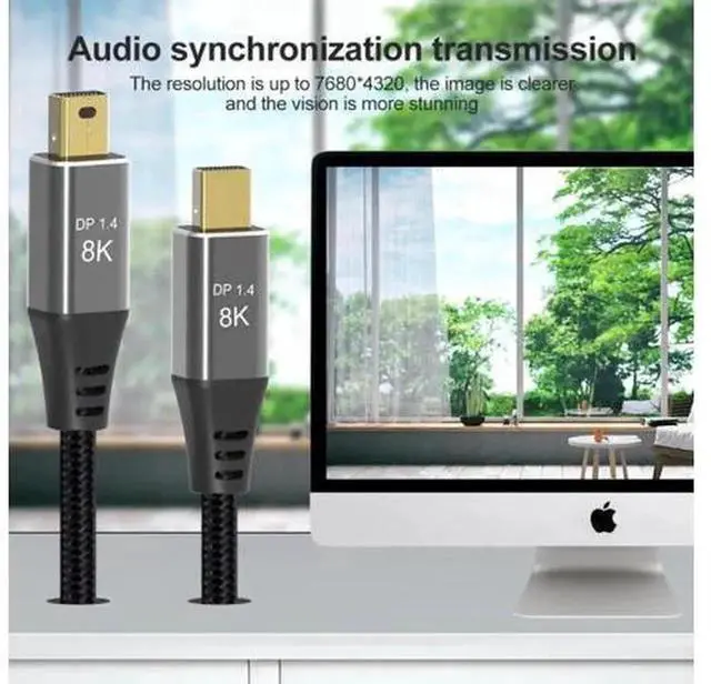 Alt view image 2 of 7 - DP-014 Mini DisplayPort 1.4 Cable, Mini DP to MiniDP Ultra HD Video Cable, Supports 8K@60Hz 7680×4320 & 4K@144Hz, High Refresh Rate Cord for PC, Laptop, Monitor and Television