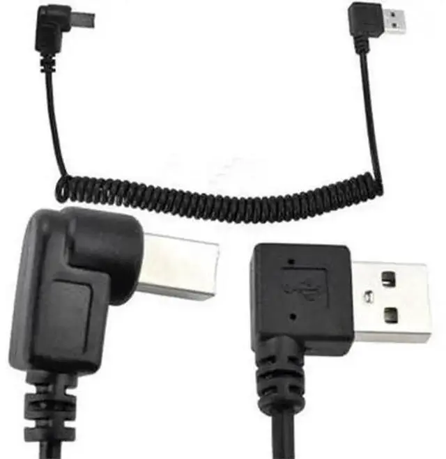 Main image of 5FT Spiral Coiled USB 2.0 Cable, Right Angle USB A Male to Right Angle USB B Male Printer Cord, Retractable Coiled Design for Laptop, Inkjet & Laser Printers, Scanners and Office Equipment