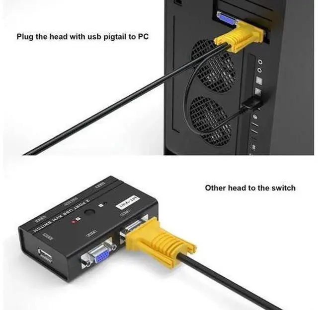 Alt view image 4 of 5 - MT-VIKI 2-in-1 USB VGA KVM Cable, 3 Meters (10 Feet) Integrated VGA & USB Cord for VGA KVM Switch, All-in-One Connection Cable for Computer Hosts, Keyboard, Mouse and Monitor
