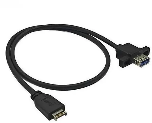 Main image of 50CM 20Pin Type-E to USB 3.2 Gen2 Female Type-A Front Panel Extension Cable, 10Gbps High Speed Cord with Screw Mount Bracket, Internal Desktop PC Motherboard Front USB Adapter