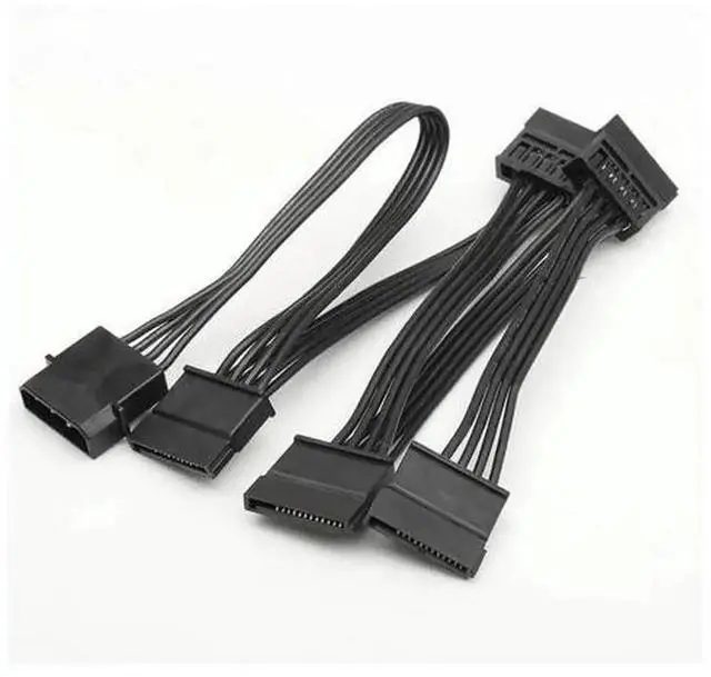 Main image of 4Pin Female IDE Molex to 1 to 5 SATA Power Splitter Cable, PC Computer Hard Drive Power Adapter Converter Cord, Black Molex 4P Multi-channel SATA Power Supply Extension Cable for Storage Devices