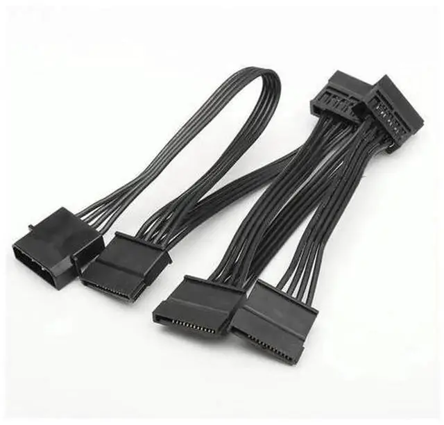 Main image of 4Pin Female IDE to 1 to 5 SATA Power Splitter Cable, PC Hard Drive Power Adapter Converter Cord, Black Molex 4P Power Extension Cable for SATA SSD HDD Optical Drive Storage Devices