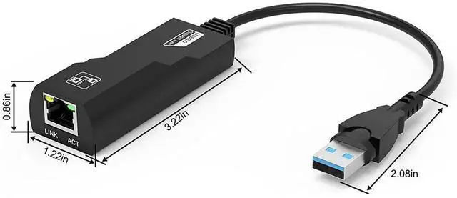 Alt view image 2 of 7 - eokCXOY Super Speed USB 3.0 to RJ45 Gigabit Ethernet Adapter, 10/100/1000Mbps LAN Network Converter, Black USB3.0 Network Dongle for Laptop PC, Compatible with Windows Mac OS Linux System