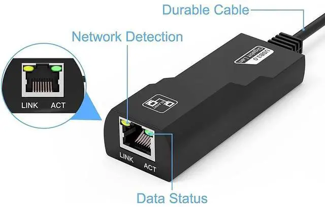 Alt view image 4 of 7 - eokCXOY Super Speed USB 3.0 to RJ45 Gigabit Ethernet Adapter, 10/100/1000Mbps LAN Network Converter, Black USB3.0 Network Dongle for Laptop PC, Compatible with Windows Mac OS Linux System