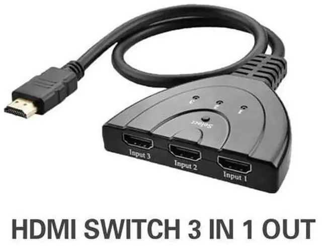Main image of 3 Port HDMI 3 in 1 Out Auto Switcher Splitter Hub, 1080P HDMI Automatic Switch Box with Built-in Cable, HDMI Switch Converter for HDTV, DVD Player, Game Console, Set-Top Box and Multimedia Devices