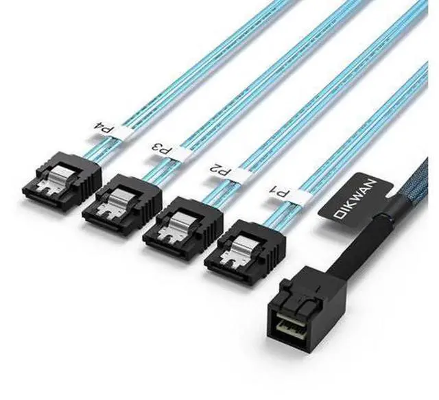 Alt view image 6 of 7 - 1.6ft Internal HD Mini SAS SFF-8643 to 4 X SATA Cable, SFF8643 Host to 4 SATA Hard Drive Target Cord, High Speed Connection Cable Compatible with RAID Controller, Server HDD and Storage Devices