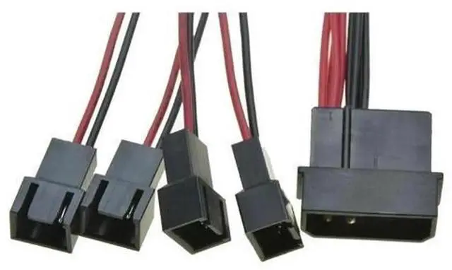 Main image of 12V Molex IDE D Plug 1 to 4 Ways 3Pin Fan Y Splitter Power Cable, Molex IDE Male to Four 3Pin Fan Male Connector Cord, Computer Cooling Cooler Fan Power Extension Splitter Cable for PC Chassis
