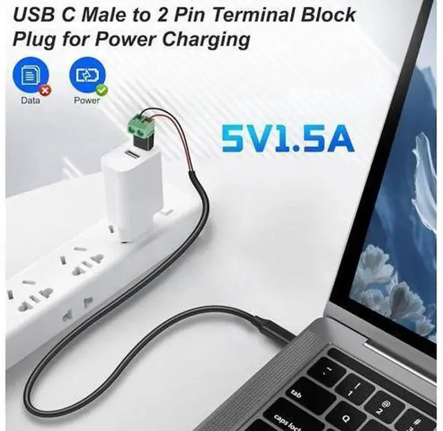 Alt view image 3 of 6 - 5 Pack USB Type-C Solderless Power Connector Adapter, USB-C Male to 2 Pin Screw Terminal Block, No Soldering Required 5V 1.5A Terminal Connector for DIY Charging, Equipment Power Supply and Cable Repa