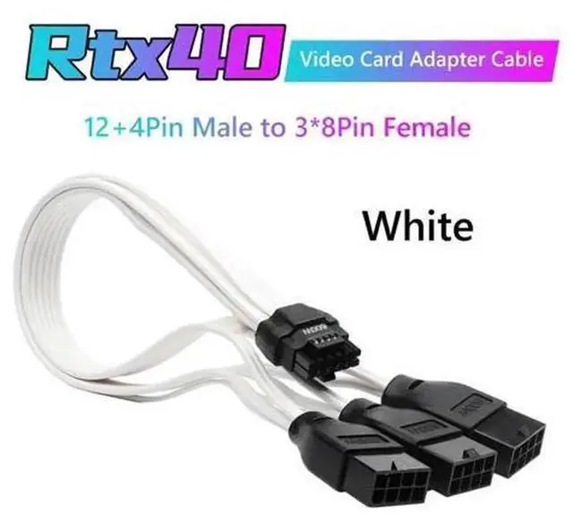 Alt view image 4 of 4 - PCIe 5.0 16Pin (12+4Pin) Male to 3 x 8Pin Female GPU Power Extension Cable, 12VHPWR Power Adapter Cord Compatible with RTX 3090Ti 4070Ti 4080 4090 Graphics Cards