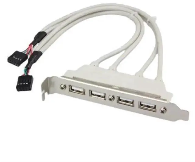 Main image of 4 Port USB 2.0 to 9 Pin Motherboard Header Bracket Extension Cable, Front Panel USB Adapter Baffle Cord, Internal USB Hub Extension Line for Desktop Computer Case Expansion