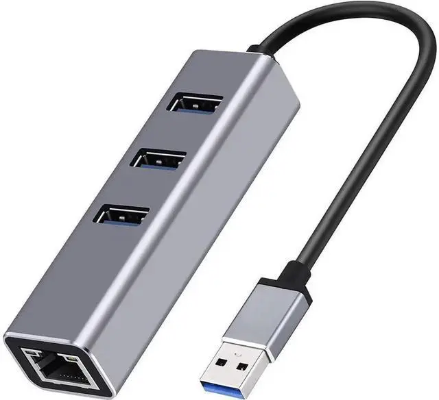 Main image of 4 in 1 USB 3.0 Multiport Hub with Gigabit Ethernet Adapter, 1000Mbps RJ45 LAN Network Converter with 3 USB3.0 Ports, Compatible with Laptop, PC, Windows, Linux, MacOS and More