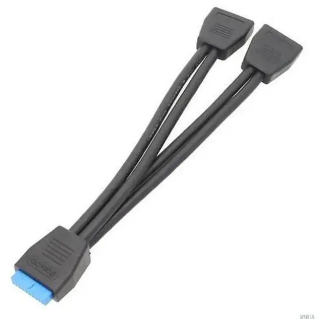 Alt view image 4 of 4 - Mini USB 19 Pin / 20 Pin Internal Header 1 to 2 Splitter Extension Cable, Motherboard USB3.0 Internal Port Adapter Cord for Desktop PC Front Panel Connection Expansion