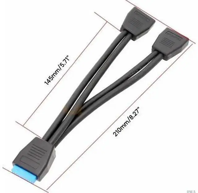 Alt view image 3 of 4 - Mini USB 3.0 19Pin/20Pin Internal Header 1 to 2 Splitter Cable, Motherboard USB Internal Port Extension Adapter Cord for Desktop PC Front Panel USB Expansion