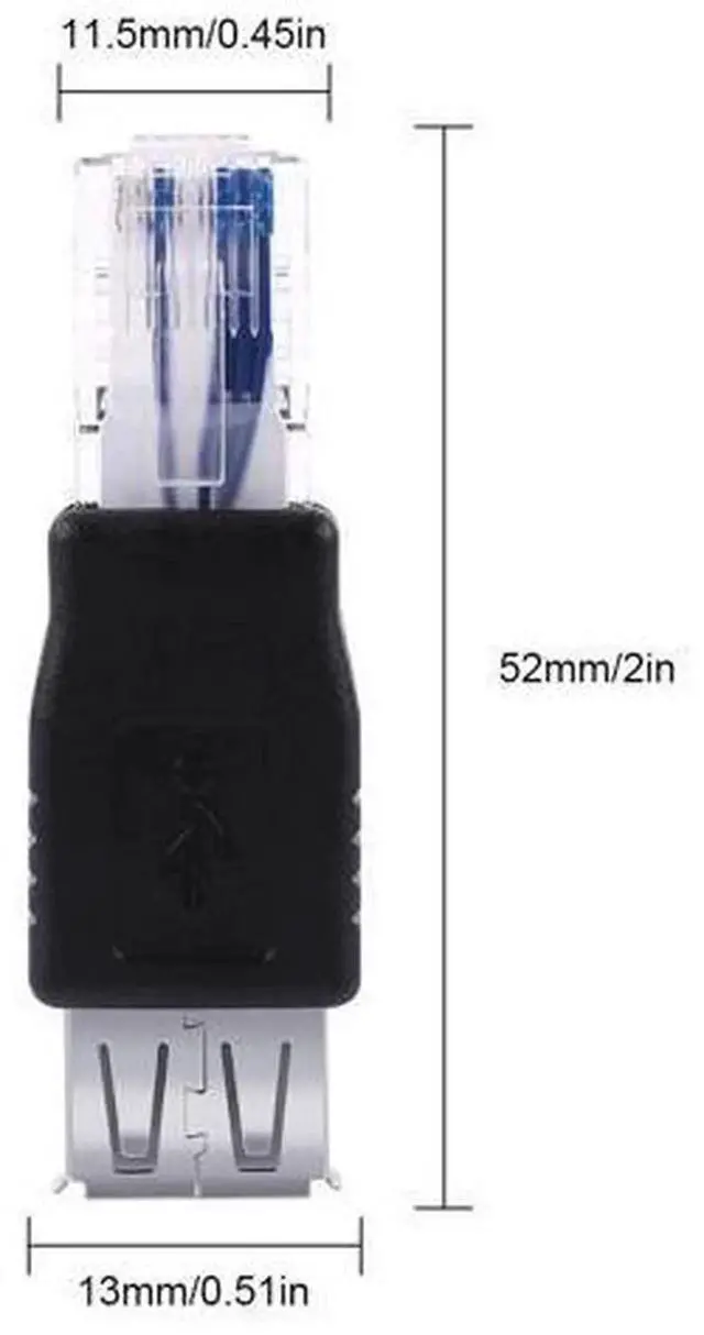Alt view image 5 of 7 - USB 2.0 to RJ45 Ethernet Adapter, USB Type A Female to RJ45 Male Plug Network Converter Connector, Portable 10/100Mbps Wired LAN Adapter for Laptop PC Embedded Devices, 1 Pack