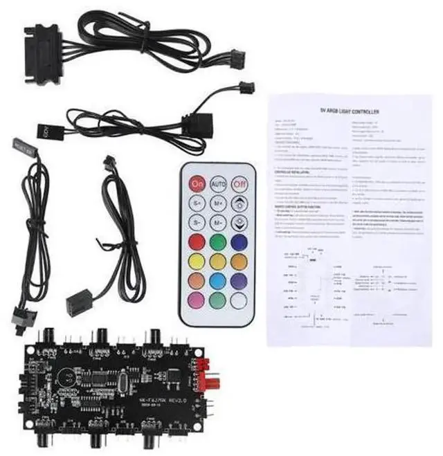 Main image of 5V ARGB PWM Magnetic Hub with Wireless Remote Controller, 8 Ports Addressable RGB RGBW Lighting Hub, Magnetic LED Fan Controller for PC Case ARGB Strips, RGB Cooling Fans