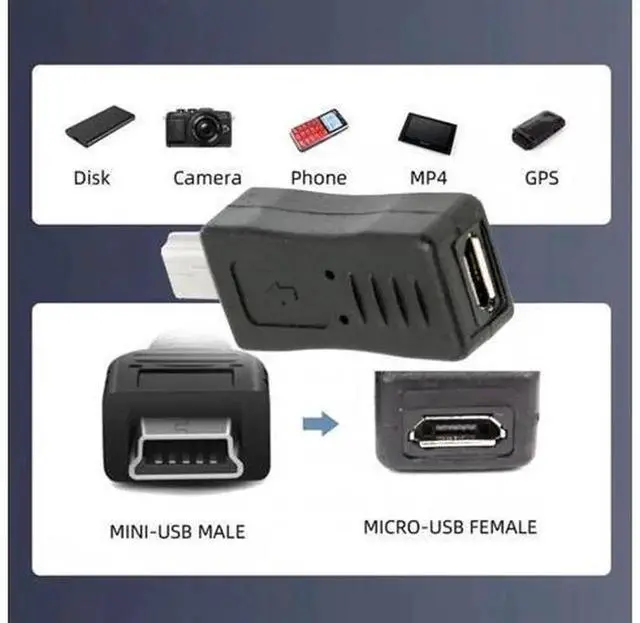 Alt view image 7 of 7 - 2 Pack Mini USB 2.0 Male to Micro USB Female & Micro USB Male to Mini USB Female Adapter, Bidirectional Mini / Micro USB Conversion Plug, USB 2.0 Connector for Old Digital Devices