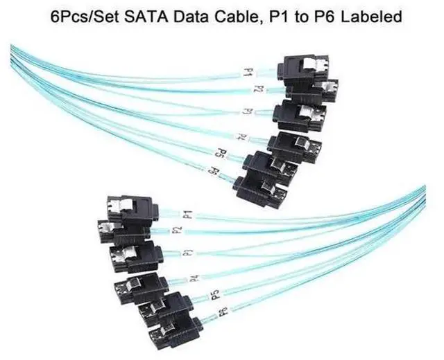 Alt view image 3 of 6 - 6Pack 1M SATA III Cable 6Gbps (3.3FT), HighSpeed SATA Data Cord Replacement for Bitcoin Mining PC, Server, HDD, SSD, CD DVD Optical Drives, RAID Storage System