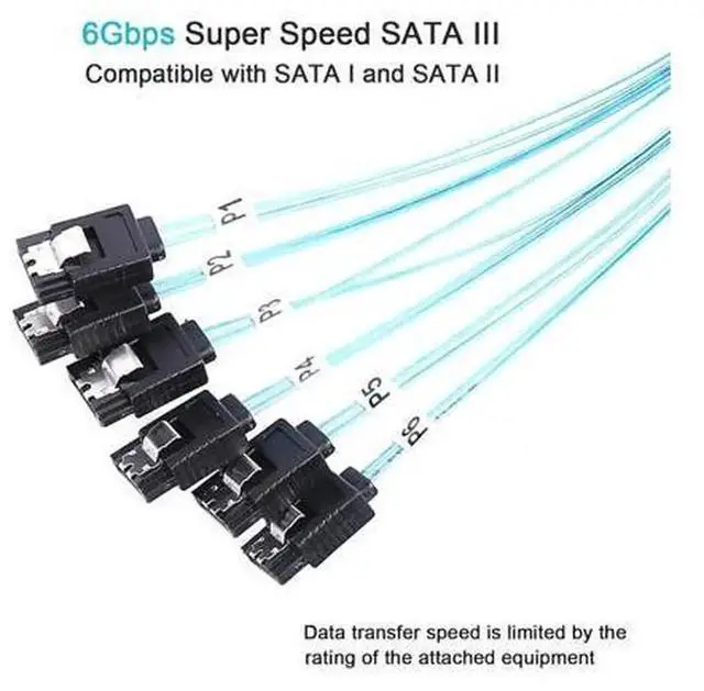 Alt view image 2 of 6 - 6Pack 1M SATA III Cable 6Gbps (3.3FT), HighSpeed SATA Data Cord Replacement for Bitcoin Mining PC, Server, HDD, SSD, CD DVD Optical Drives, RAID Storage System