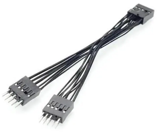 Main image of 9Pin HD Audio Y Splitter Cable, Motherboard 1to2 Internal Multiplier Male to Female Extension Cord, for PC Mainboard HDAUDIO Header Dual FrontPanel Audio Port Expansion