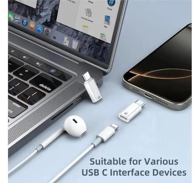Alt view image 2 of 6 - 2Pack USBC to Lightning Earphone Audio Adapter Converter, USBC to Lightning Headphone Audio Dongle for iPhone16/15, iPad Pro/Air, MacBook, AudioOnly, Charging Function Not Supported