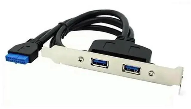 Main image of 2Port USB3.0 Rear Bracket Hub, Motherboard 20Pin (19Pin) Header to Dual USB3.0 Female PanelMount Adapter Cable, for PC Chassis ExpansionSlot Rear USB Port Extension