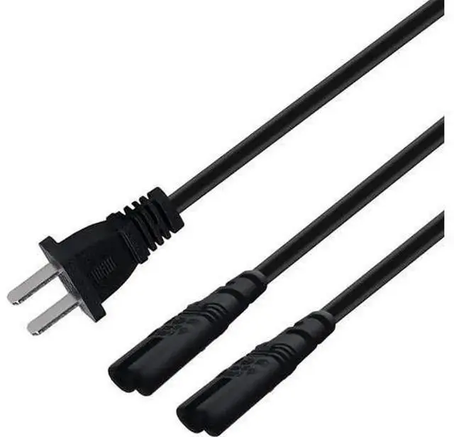 Main image of 6FT NonPolarized AC Power Cord, NEMA 115P to Dual C8 Figure 8 Power Cable, CCC Listed Universal Replacement Wall Cable with 180Degree Angle Plug for Household Electronic Devices