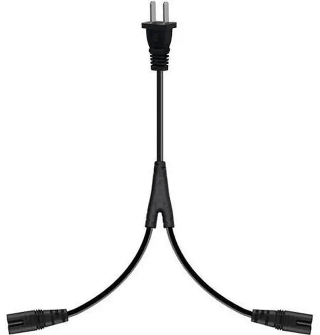 Alt view image 3 of 4 - 6FT NonPolarized AC Power Cord, NEMA 115P to Dual C8 Figure 8 Power Cable, CCC Listed Universal Replacement Wall Cable with 180Degree Angle Plug for Household Electronic Devices