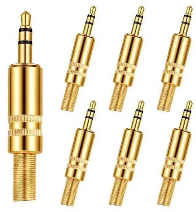 Main image of 6 PCS 3.5mm Stereo Male Plug, 1/8 Inch SolderType Headphone Audio Jack Connector, Replacement Repair Plug for Damaged Earphone Cables, DIY Custom Audio Cable Assembly & Audio Equipment Maintenance