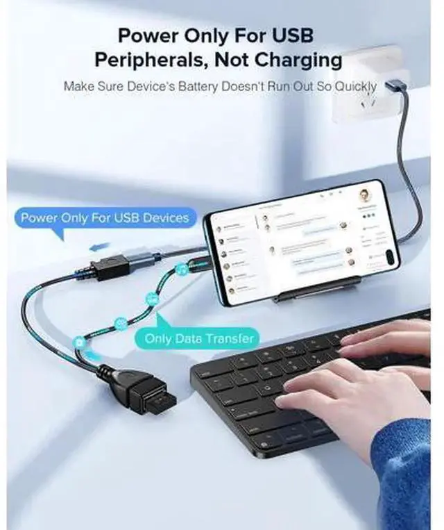 Alt view image 6 of 7 - 2Pack 2in1 Micro USB OTG Cable with Power Input, Simultaneous Data & Power Supply OTG Adapter for Fire Stick 4K, PlayStation Classic, Micro USB Host Devices, Connect USB Drives, Mouse & Keyboards