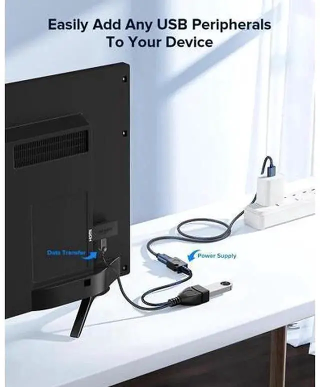 Alt view image 3 of 7 - 2Pack 2in1 Micro USB OTG Cable with Power Input, Simultaneous Data & Power Supply OTG Adapter for Fire Stick 4K, PlayStation Classic, Micro USB Host Devices, Connect USB Drives, Mouse & Keyboards