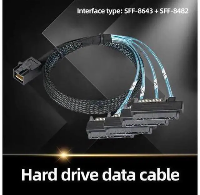 Alt view image 3 of 7 - 0.5m / 1m MiniSAS HD SFF8643 36Pin to 4 x SFF8482 29+15Pin SAS HDD SSD Splitter Breakout Cable, Internal Server Storage Cable for NAS Workstation MultiHardDrive Connection