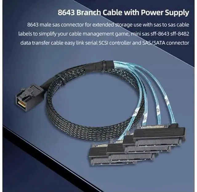 Main image of 0.5m / 1m MiniSAS HD SFF8643 36Pin to 4 x SFF8482 29+15Pin SAS HDD SSD Splitter Breakout Cable, Internal Server Storage Cable for NAS Workstation MultiHardDrive Connection