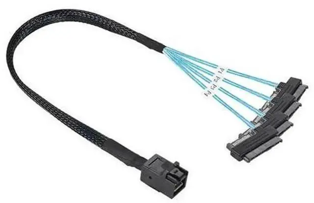 Alt view image 5 of 7 - 0.5m / 1m MiniSAS HD SFF8643 36Pin to 4 x SFF8482 29+15Pin SAS HDD SSD Splitter Breakout Cable, Internal Server Storage Cable for NAS Workstation MultiHardDrive Connection