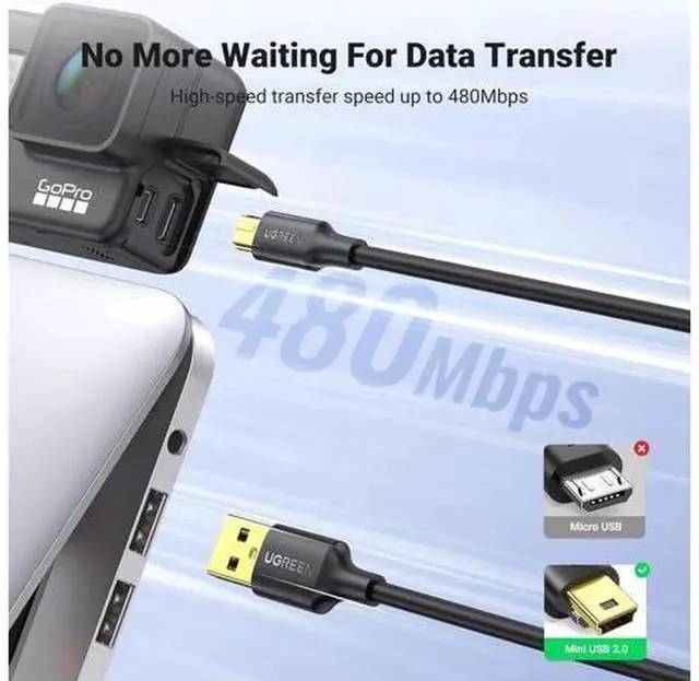 Alt view image 7 of 7 - UGREEN 6FT Mini USB 2.0 Cable, MiniB Charging & Data Sync Cord Compatible with Garmin Nuvi GPS, SatNav, Dash Cam, Digital Camera, PS3 Controller, External Hard Drive, GoPro Hero 3+, PDA Devices